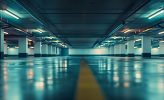 Private parking place interior Residential garage indoor with lift Nobody : Generative AI